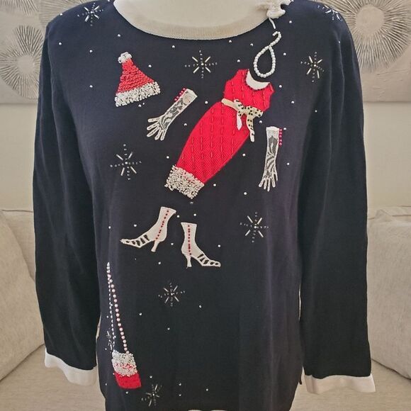 Berek Embellished Christmas Fancy Outfit Sweater sz Med - Picture 2 of 9